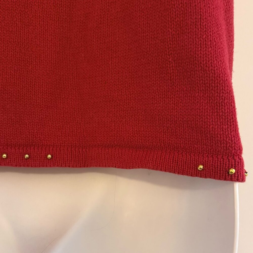 VINTAGE Red Snowman Christmas Sweater Vest | PL | Faux Fur Collar - Picture 11 of 13